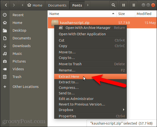 Väljavõte fontfailist Ubuntu Nautiluses