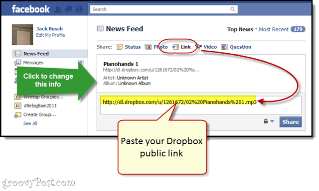 Facebook + Dropbox: tasuta MP3 voogesitus oma Facebooki seinal