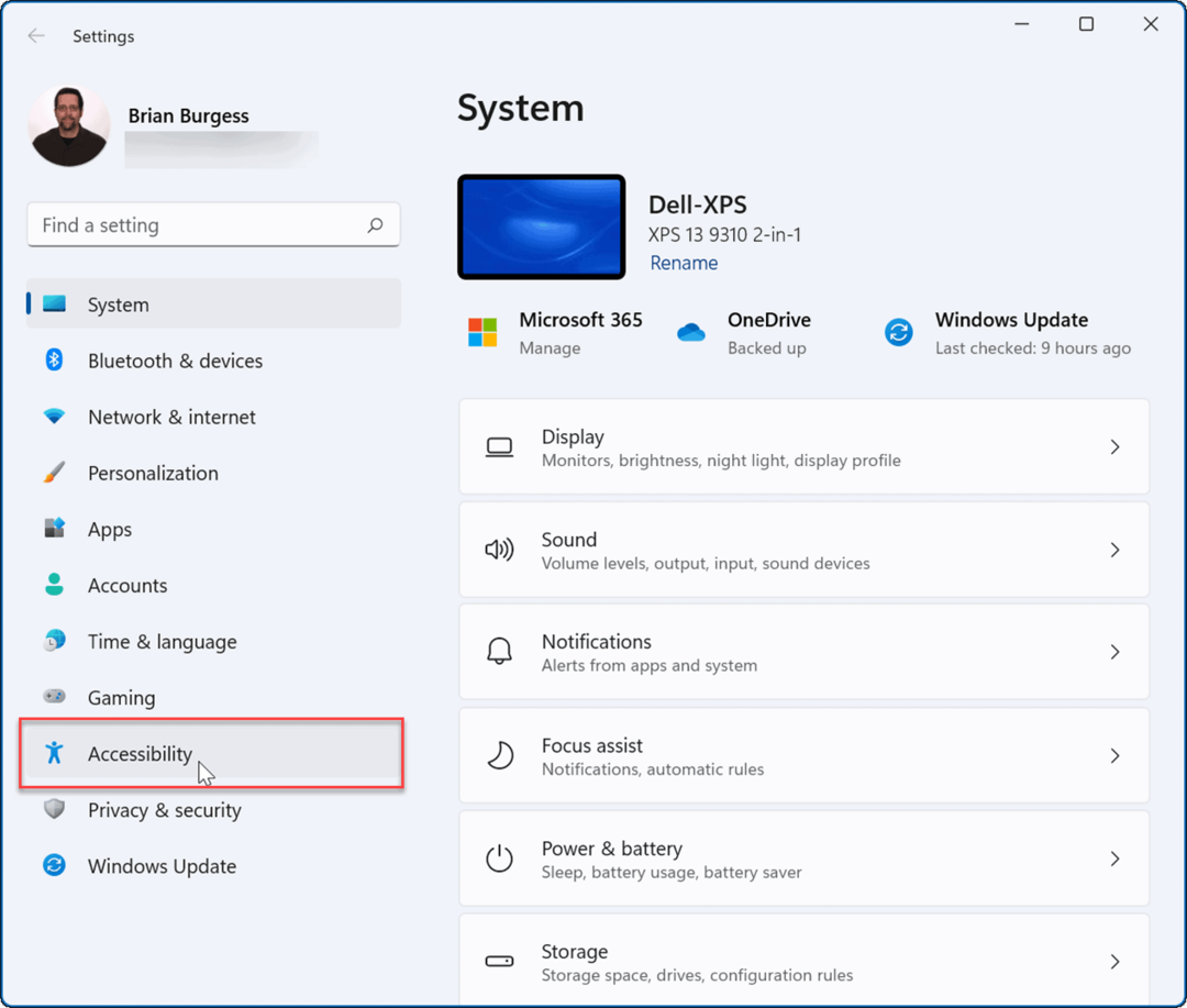 Windows 11 seadete juurdepääsetavus