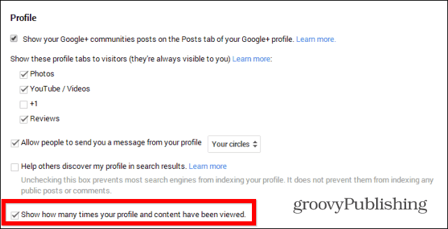Google+ näpunäide: peida oma profiilivaate arv