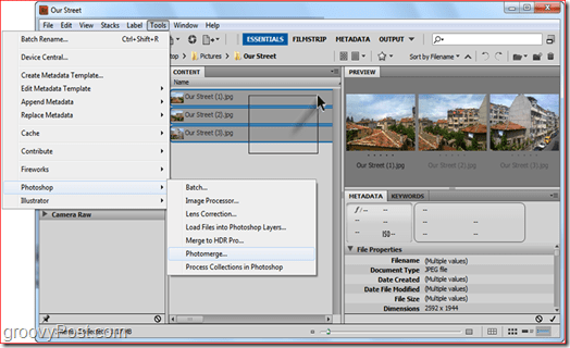 Adobe Bridge Merge fotod