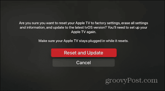 lähtestada Apple TV