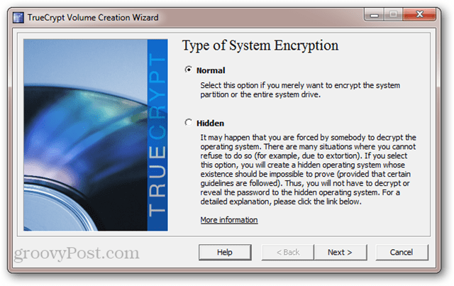 TrueCrypt: süsteemi krüptimise tüüp