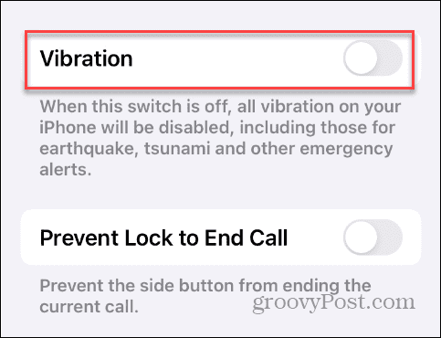 Lülitage iPhone'is vibratsioon välja