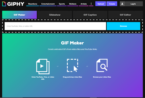 Giphy abil saate otsida või luua oma GIF-faile.