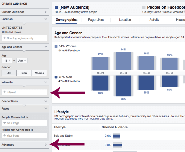Facebooki vaatajaskonna statistika aitab teil oma sihtrühma kohta rohkem teada saada.