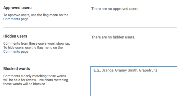 Võimalus teatud sõnadega kommentaare blokeerida on üks YouTube'i parimatest kanalite modereerimisfunktsioonidest.
