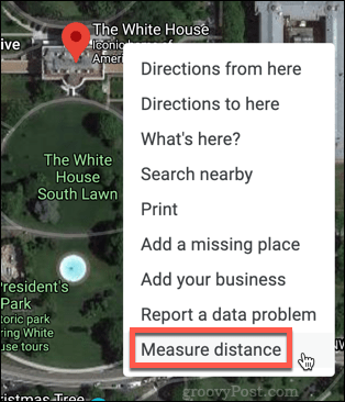 Google Mapsi võimalus mõõta kaugust