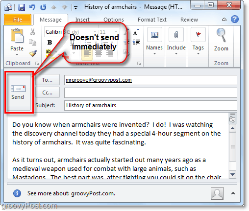 Outlooki 2010 meilisõnumi saatmine ei tähenda, et see kohe kätte toimetatakse