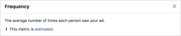 Facebooki reklaamid Sageduse mõõdik.