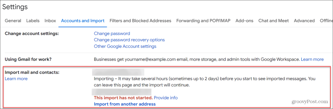 Outlooki e-posti importimine Gmaili