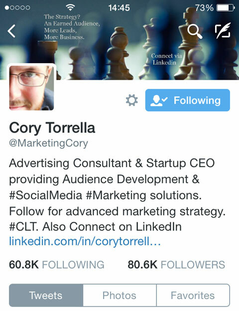 cory torrella twitter bio mobiilis