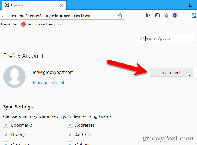 Klõpsake Firefoxis Windowsi jaoks nuppu Katkesta ühendus