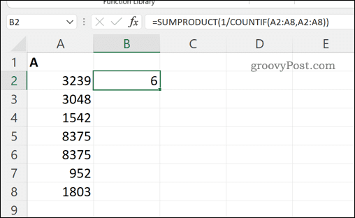 Unikaalsete väärtuste koguarvu arvutamine lahtrivahemikus Excelis