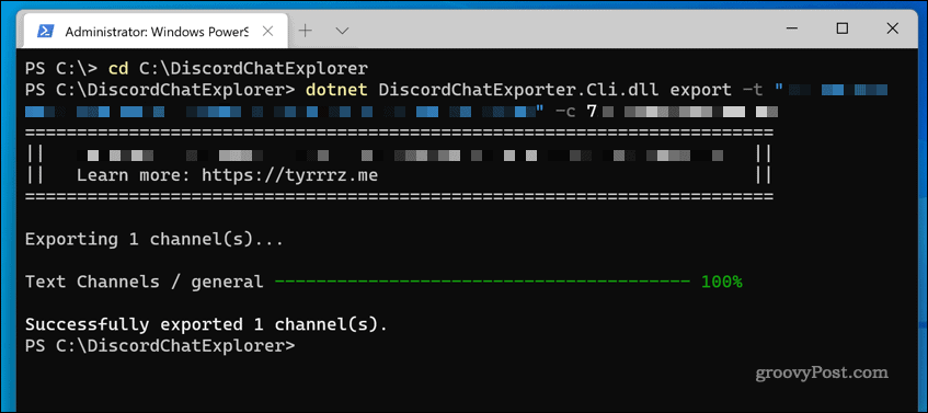 DiscordChatExploreri operatsioonisüsteemis Windows 11 kasutatakse serveri vestluslogi allalaadimiseks