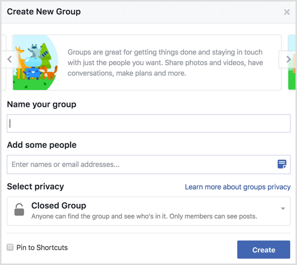 Facebook loob uue grupi