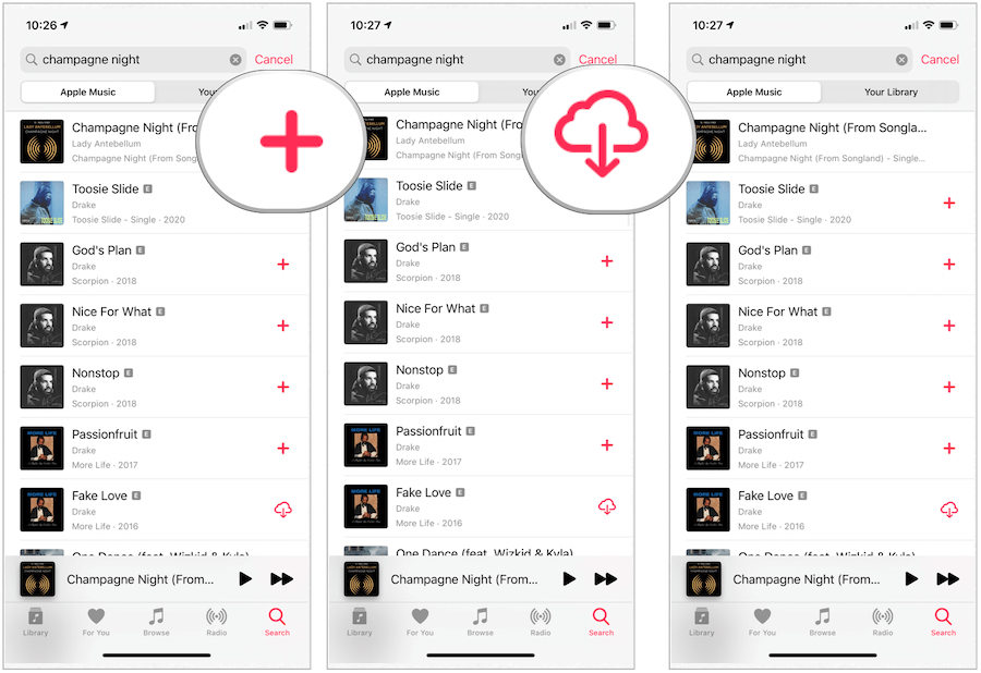Apple Music laadib laulud seadmesse alla