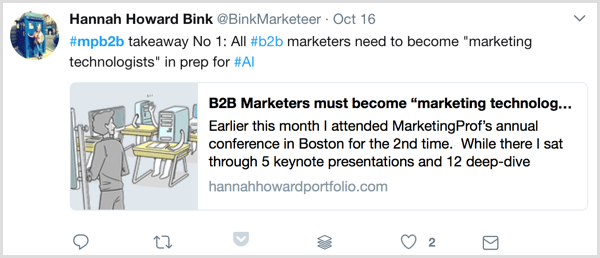 otseblogimise turunduse profs b2b turundusfoorumi twitter näide