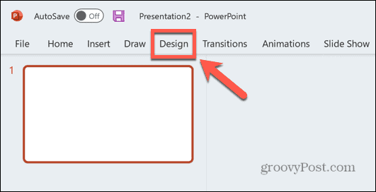 Powerpointi disainimenüü