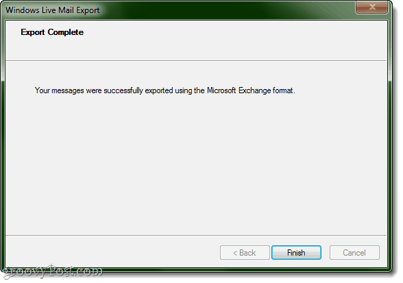 Windows Live Mailist Outlookisse eksportimine on lõpetatud!