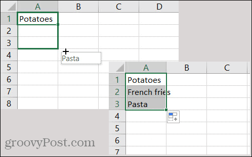 Exceli automaatse täitmise kohandatud loend