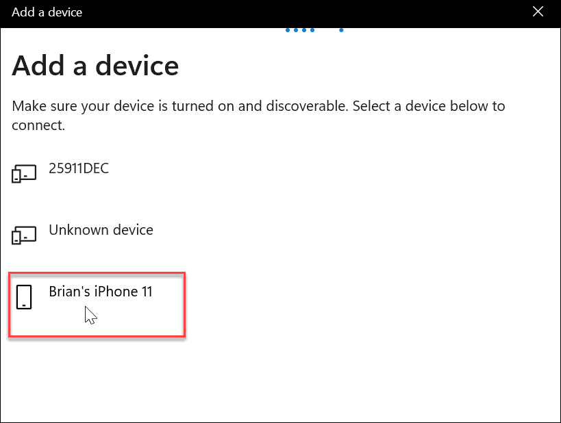 valige bluetooth iphone, kasutage Windows 11-s dünaamilist lukku