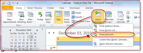 Google'i kalender Outlooki 2010 ”