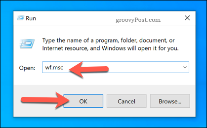 Käivitage Windowsi tulemüüri MSC, kasutades Run