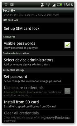 android pin-kood loodud SIM-kaardi lukk