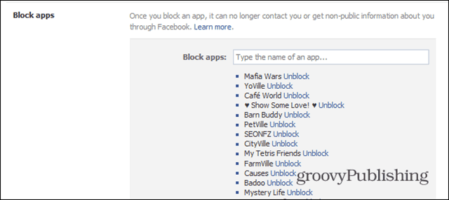 Facebooki mängu taotlused blokeerivad rakendused