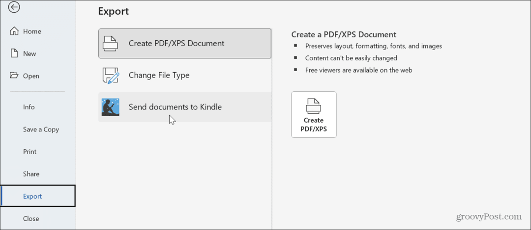 Kuidas saata Wordi dokumente Windows 11-st Kindle'i