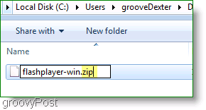 Ekraanipilt: Flashplayeri ZIP-faili Windows 7