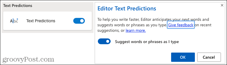 Microsofti redigeerija teksti ennustused