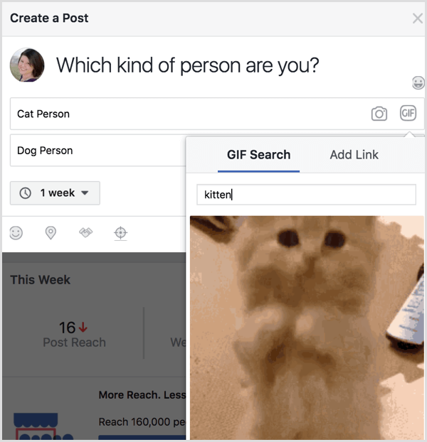 Facebooki küsitlus GIF-otsing