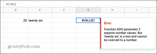 google sheets väärtuse viga