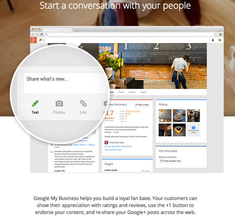 Google+ ärilehe toote funktsioonid