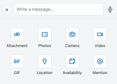 LinkedIni mobiilirakenduse postitamise võimalused, sealhulgas manus ja GIF