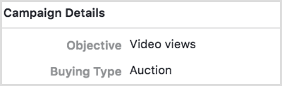 Valige oma Facebooki kampaania jaoks videovaatamise eesmärk.