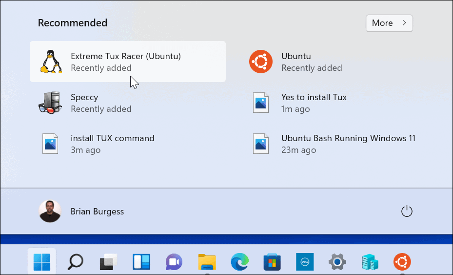 Extreme Tux Racer installitud Käivitage Windows 11