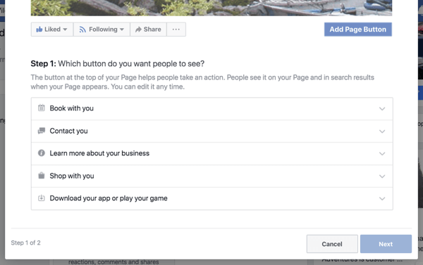 1. samm, et luua oma Facebooki ärilehe kutse tegevusele.