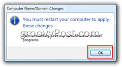 Windows Vista Arvuti taaskäivitamiseks liituge Active Directory AD-domeeni kinnitusega