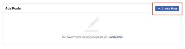 Facebooki tumeda postituse loomiseks klõpsake nuppu Loo postitus.