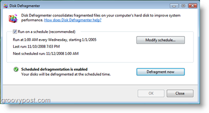 Windows Vista tööplaanide kettadefragmentor