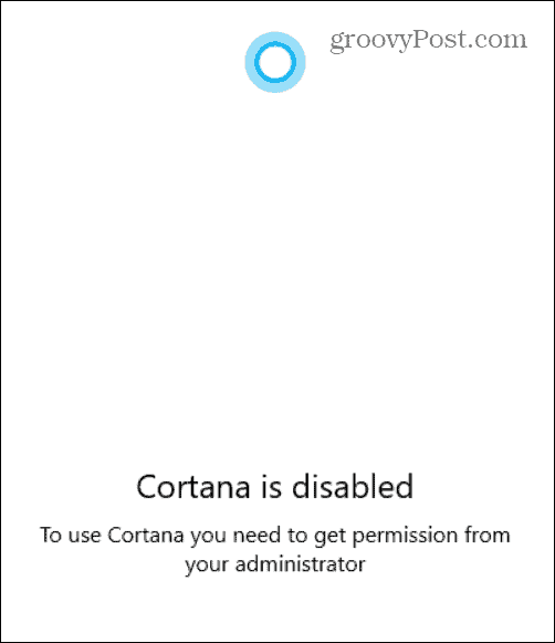 Cortana on keelatud