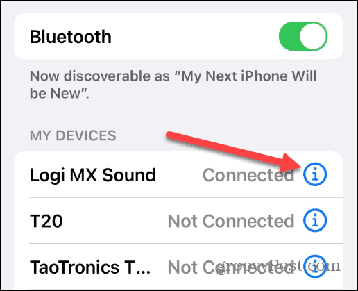 muutke iPhone'is Bluetoothi ​​nime