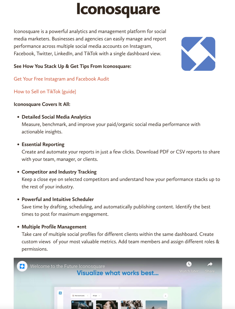 Social Media Examineri tarkvaratööriistade ressursilehe näide