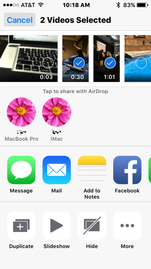AirDrop hõlbustab videote ülekandmist iPhone'ist Maci.