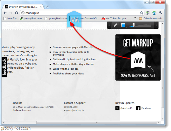 Ekraanipiltide veebisaidid ja joonistage neid Markup.io abil