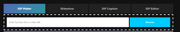 Gifis GIF-i loomiseks valige GIF-i tegija või slaidiseanss.