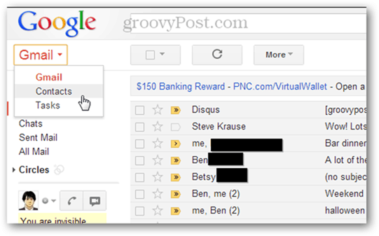 Gmailis mitme kontakti importimine